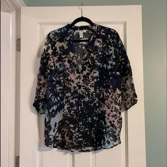 Diane Von Furstenberg Floral Tunic Blouse - Picture 1 of 4